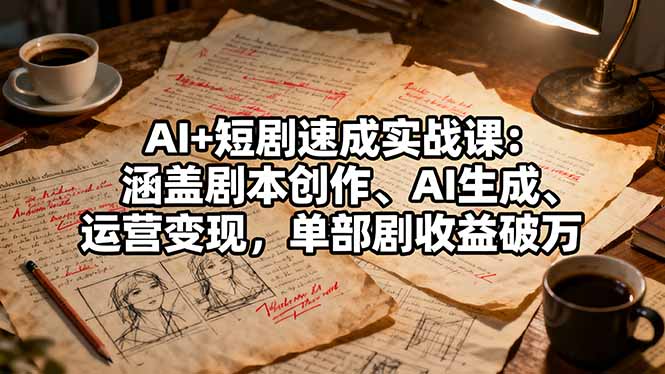 AI+短剧速成实战课:涵盖剧本创作、AI生成、运营变现,单部剧收益破万-云网创