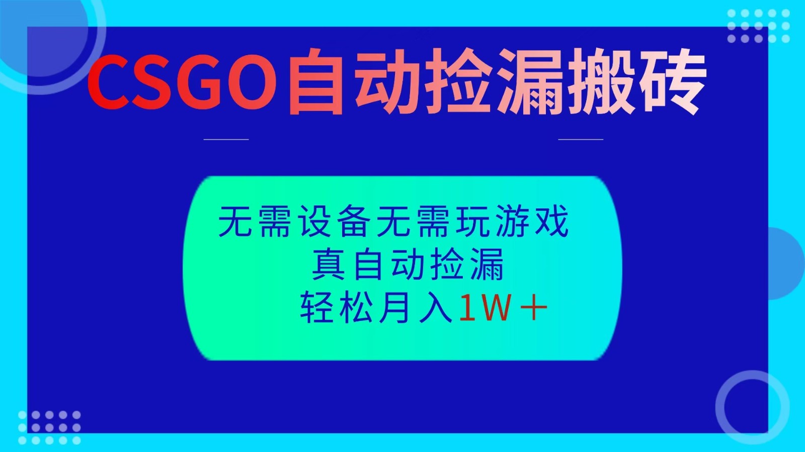 CSGO自动捡漏搬砖，当天操作当天见结果，无需了解游戏，包教包会包落地-云网创