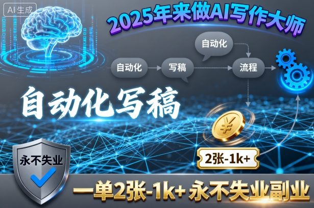 2025年来做AI写作大师,自动化写稿,一单2张-1k+,永不失业副业