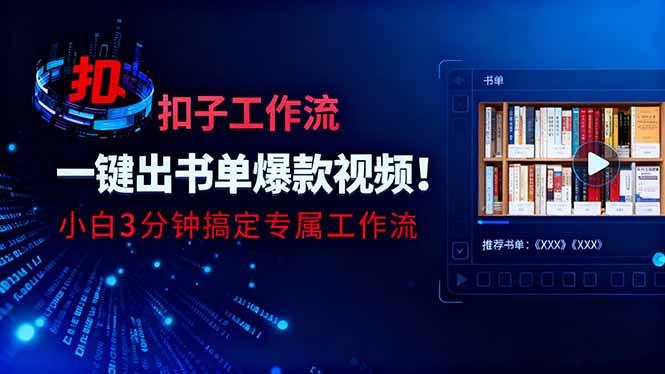 利用扣子工作流一键生成书单爆款视频，小白三分钟搞定专属工作流-云网创