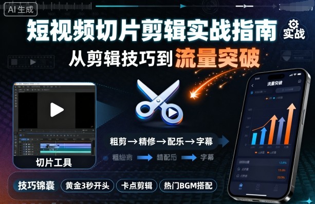 短视频切片剪辑实战指南,从剪辑技巧到流量突破-云网创