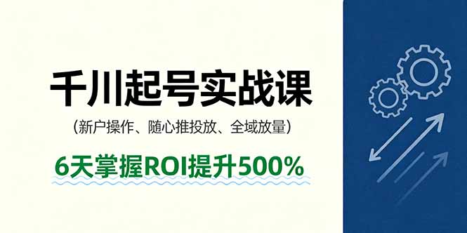 抖音千川起号实战课，新户操作,随心推投放,全域放量，6天掌握ROI提升500%-云网创