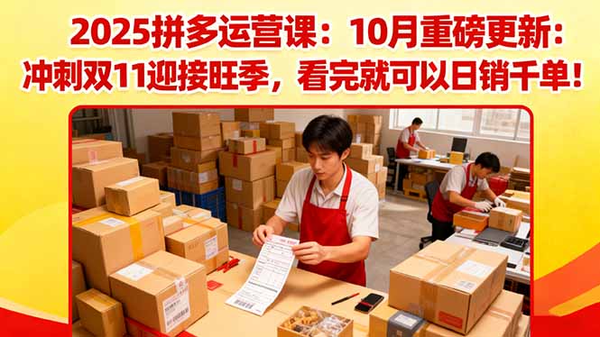2025拼多多运营课:10月重磅更新:冲刺双11迎接旺季,看完就可以日销千单-云网创