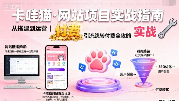 卡哇猫·网站项目,网站搭建与运营以及引流跳转付费-云网创