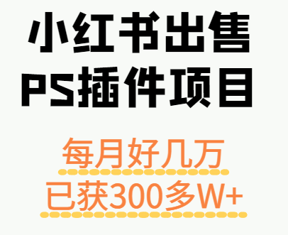 小红书出售PS插件项目，每月都收入好几万，长期操作已获利300多W+-云网创