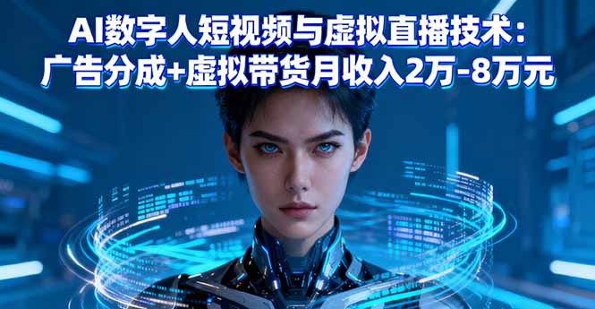 AI数字人短视频与虚拟直播技术:广告分成+虚拟带货月收入2万-8万元-云网创