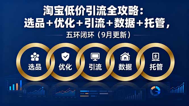 淘宝低价引流全攻略:选品+优化+引流+数据+托管,五环闭环(9月更新-云网创