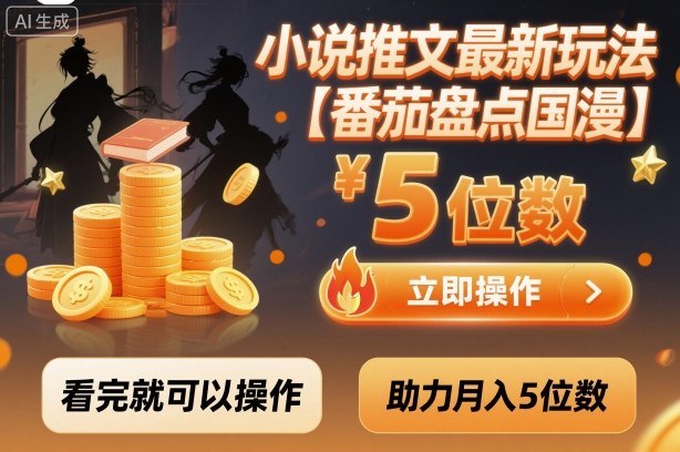 小说推文最新玩法,助力月入5位数【番茄盘点国漫】玩法,看完就可以操作-云网创