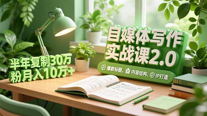 自媒体写作实战课2.0，爆款标题、内容结构、IP打造，半年复制30万粉月入10万+-云网创