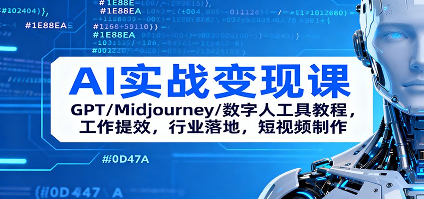 AI实战变现课：GPT/Midjourney/数字人工具教程，工作提效，行业落地，短视频制作-云网创