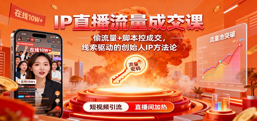 IP直播流量成交课:偷流量+脚本控成交,线索驱动的创始人IP方法论-云网创