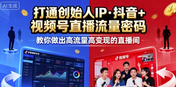 25年直播9-10两期线下课,打通创始人IP,抖音+视频号直播流量密码,教你做出高流量高变现的直播间-云网创