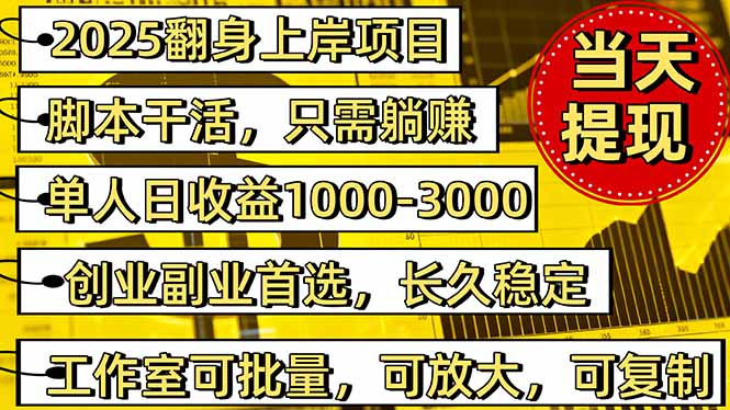 稳定八年美金掘金2.0脚本干活，只需躺赚。单人日收益1000-3000可批量、…-云网创