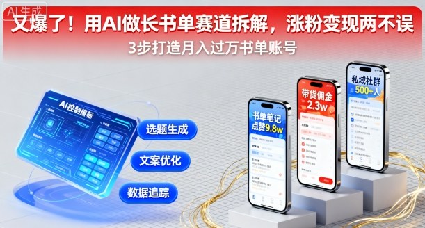 又爆了!用AI做长书单赛道拆解,涨粉变现两不误-云网创