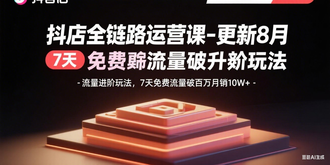 抖店全链路运营课-更新8月:流量进阶玩法,7天免费流量破百万月销10W+-云网创