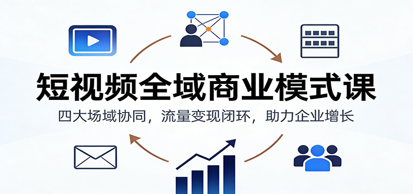 短视频全域商业模式课：四大场域协同，流量变现闭环，助力企业增长-云网创