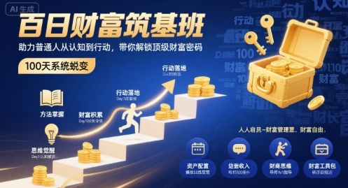 百日财富筑基班,助力普通人从认知到行动,带你解锁顶级财富密码-云网创