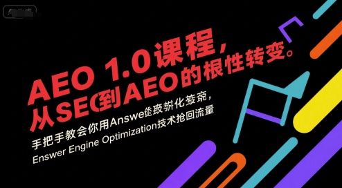 AEO 1.0 课程，从SEO到AE0的基命性转变，手把手教会你用AnswerEngineOptimization技术抢回流量(更新)-云网创