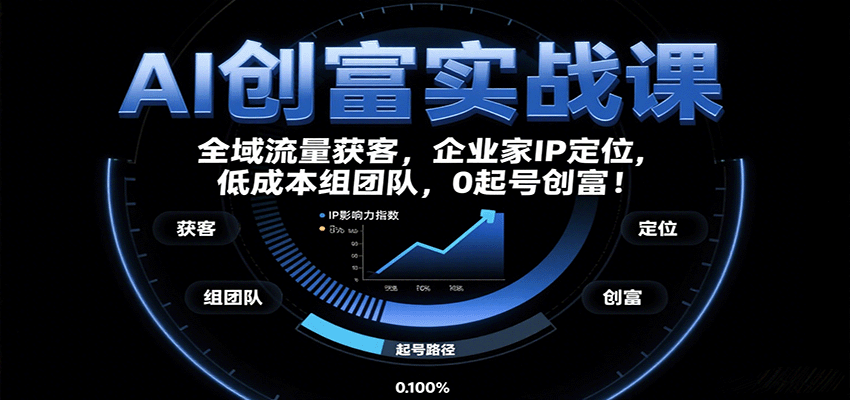 AI创富实战课：企业家IP定位，全域流量获客，低成本组团队，0起号创富！-云网创