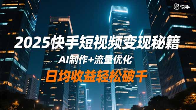 2025快手短视频变现秘籍，AI制作+流量优化，日均收益轻松破千-云网创