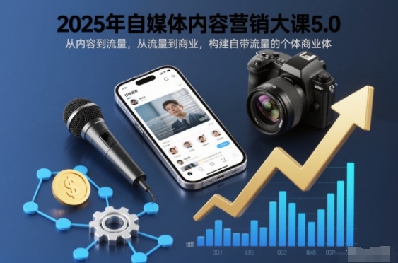 2025年自媒体内容营销大课5.0，从内容到流量，从流量到商业，构建自带流量的个体商业体-云网创