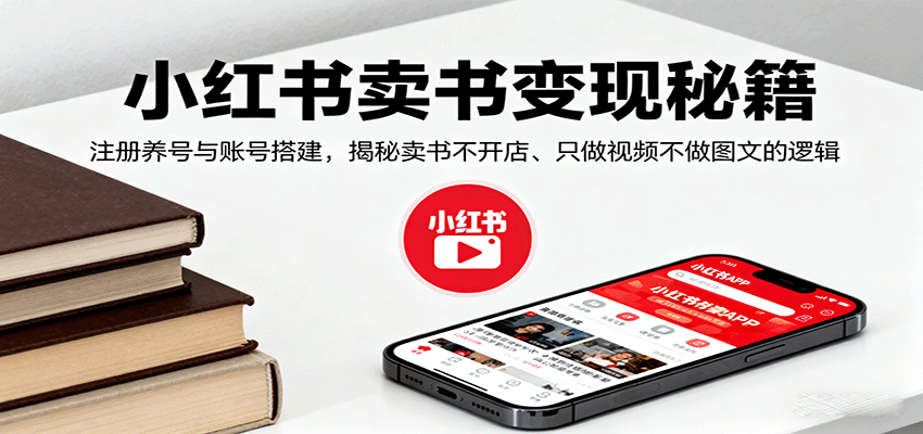 小红书卖书变现秘籍,注册养号与账号搭建,揭秘卖书不开店、只做视频不做图文的逻辑-云网创