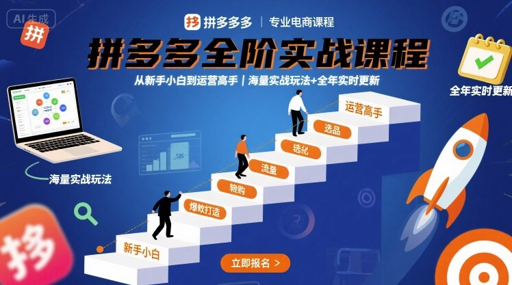 拼多多全阶实战课程,从新手小白到运营高手,海量实战玩法+全年实时更新【2025年10月更新】-云网创