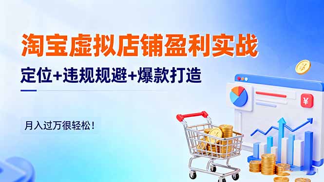 淘宝虚拟店铺盈利实战:定位+违规规避+爆款打造,月入过万很轻松!-云网创