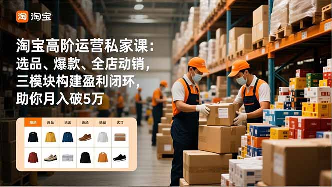 淘宝高阶运营私家课：选品、爆款、全店动销，三模块构建盈利闭环，助你月入破5万(更新12月-云网创