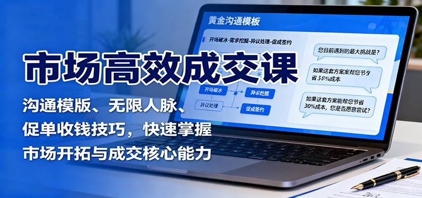 市场高效成交课:沟通模版、无限人脉、促单收钱技巧,快速掌握市场开拓与成交核心能力-云网创