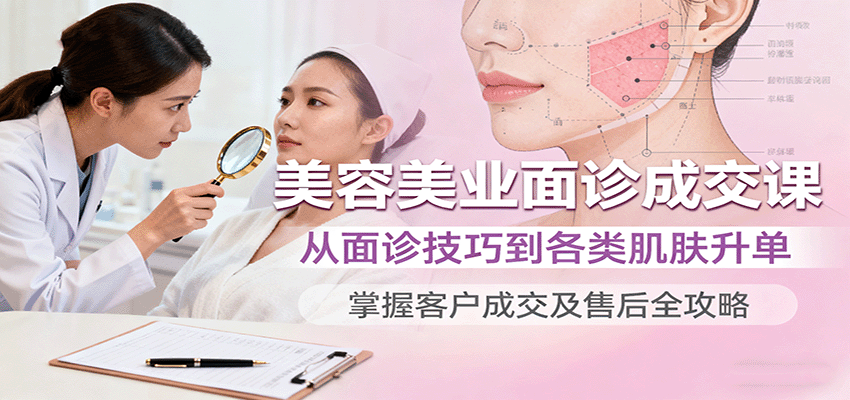 美容美业面诊成交课，从面诊技巧到各类肌肤升单，掌握客户成交及售后全攻略-云网创