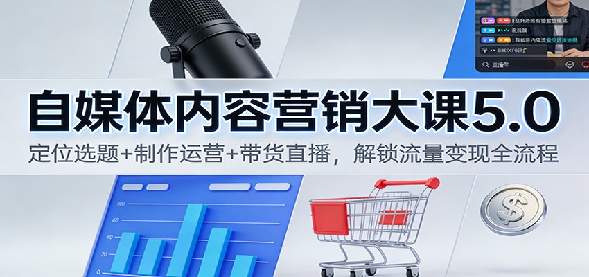 自媒体内容营销大课5.0：定位选题+制作运营+带货直播，解锁流量变现全流程-云网创