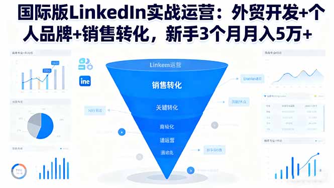 国际版LinkedIn实战运营:外贸开发+个人品牌+销售转化,新手3个月月入5万+-云网创