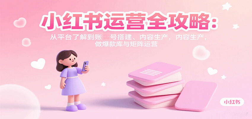 小红书运营全攻略：从平台了解到账号搭建、内容生产，做爆款库与矩阵运营-云网创