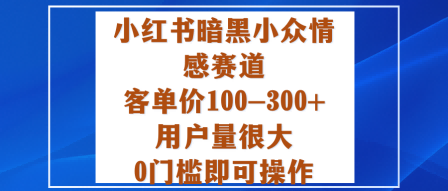 小红书暗黑小众情感赛道，客单价100-300+用户量很大，0门槛即可操作-云网创