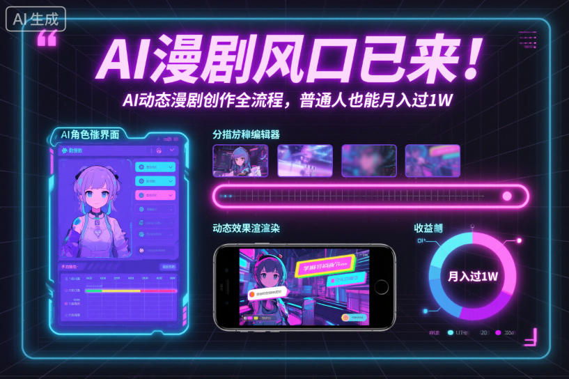 AI漫剧风口已来！AI动态漫剧创作全流程，普通人也能月入过1W-云网创