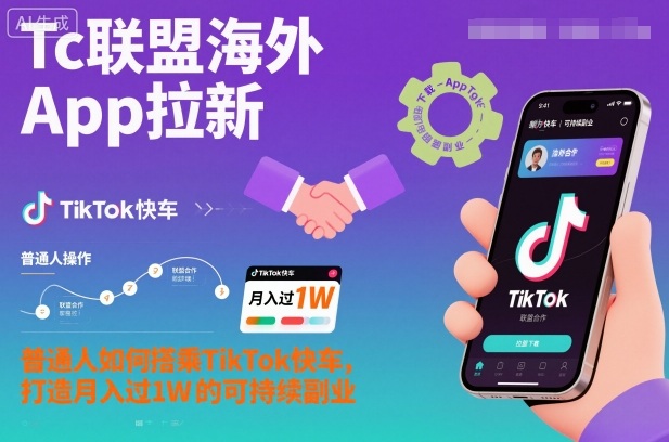 Tc联盟海外App拉新:普通人如何搭乘TikTok快车,打造月入过1W的可持续副业-云网创