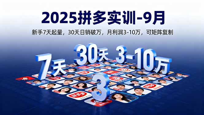 2025拼多多实训-9月:新手7天起量,30天日销破万,月利润3-10万,可矩阵复制-云网创