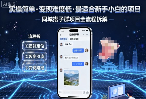 实操简单,变现难度低,最适合新手小白做的项目,每天轻松收入3张,同城搭子群项目全流程拆解-云网创