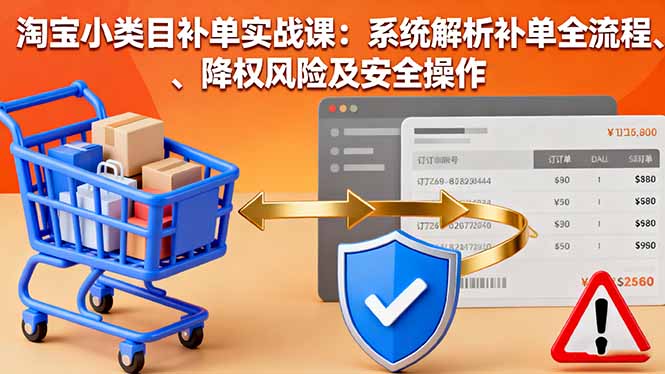 淘宝小类目补单实战课:系统解析补单全流程、降权风险及安全操作-云网创