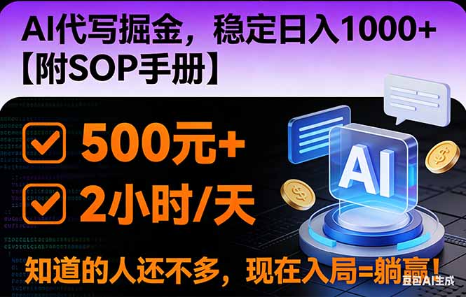 2026风口项目,AI代写掘金，稳定日入1000+，掌握核心技能【附SOP手册】-云网创