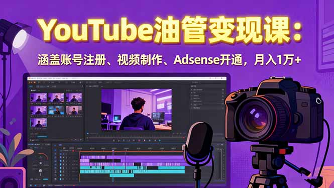 2025YouTube油管变现课:涵盖账号注册、视频制作、Adsense开通,月入1万+-云网创