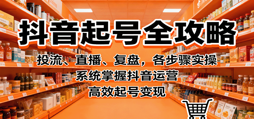 抖音起号全攻略，投流、直播、复盘，各步骤实操，系统掌握抖音运营，高效起号变现-云网创