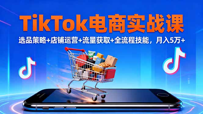 TikTok电商实战课10月,选品策略+店铺运营+流量获取+全流程技能,月入5万+-云网创