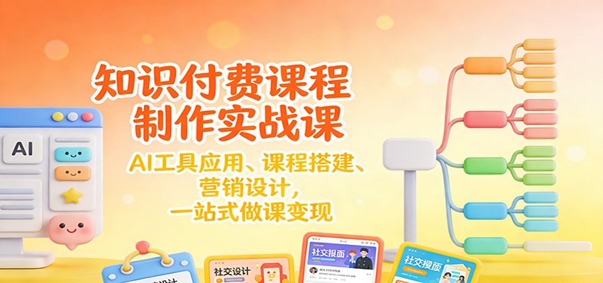 知识付费课程制作实战课：AI工具应用 、课程搭建、营销设计，一站式做课变现-云网创