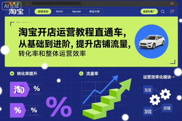 淘宝开店运营教程直通车，从基础到进阶，提升店铺流量，转化率和整体运营效率(更新11月)-云网创