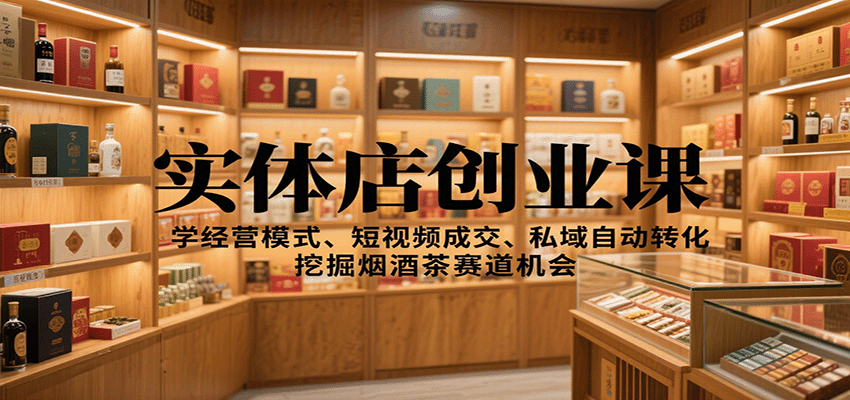 实体店创业课:学经营模式、短视频成交、私域自动转化,挖掘烟酒茶赛道机会-云网创