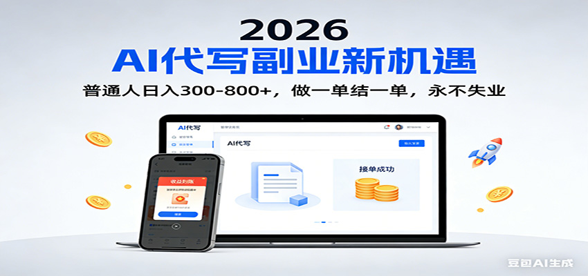 2026 副业首选！AI 代写日入 300-800，普通人0门槛，做一单结一单！-云网创