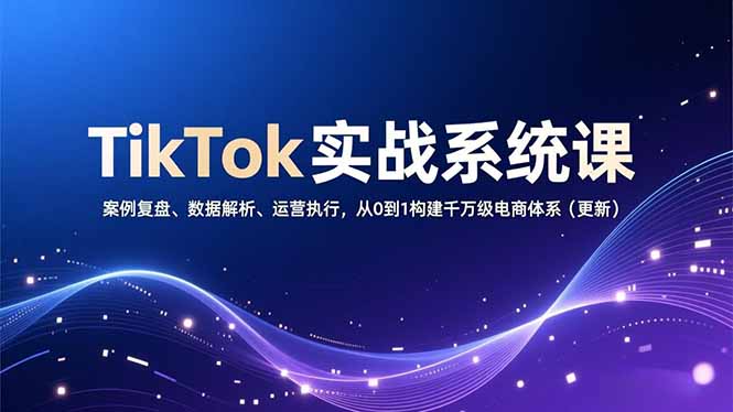 TikTok实战系统课，案例复盘、数据解析、运营执行，从0到1构建千万级电商体系(更新-云网创