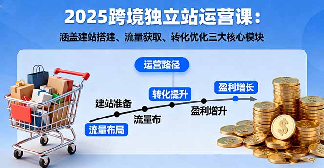 2025跨境独立站运营课：涵盖建站搭建、流量获取、转化优化三大核心模块-云网创